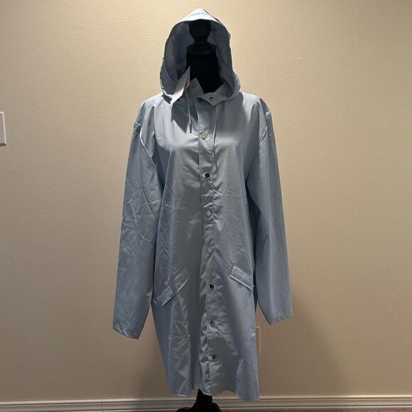 NWT Large Rains Unisex Waterproof Long Jacket Sky - Picture 2 of 10